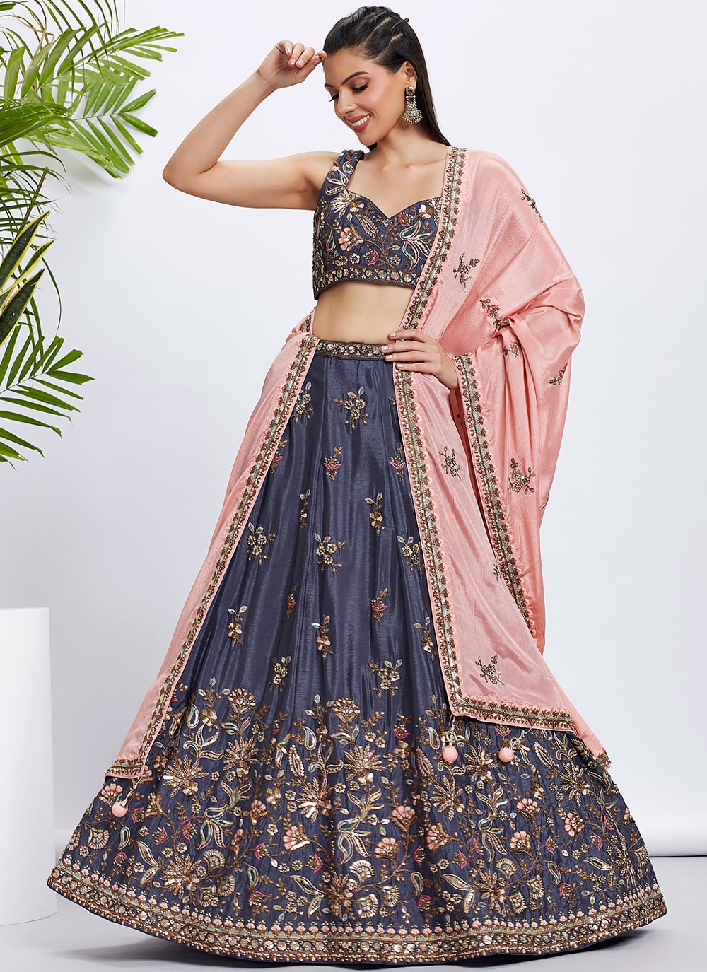 Embroidered Silk A - Line Lehenga - L2233