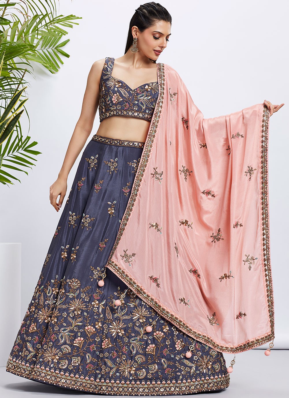 Embroidered Silk A - Line Lehenga - L2233