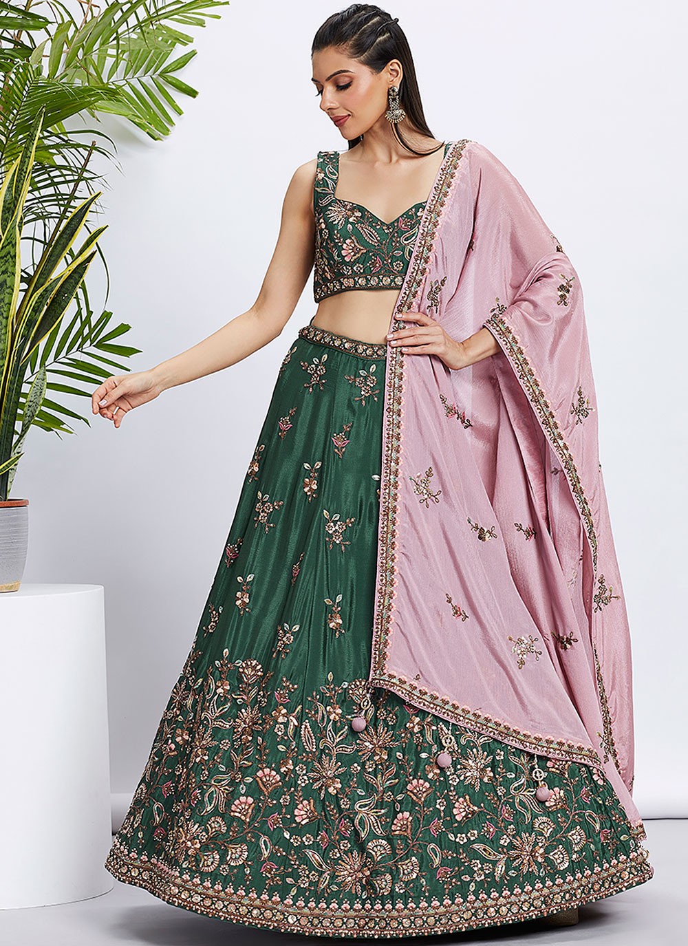 Embroidered Silk A - Line Lehenga - L2233