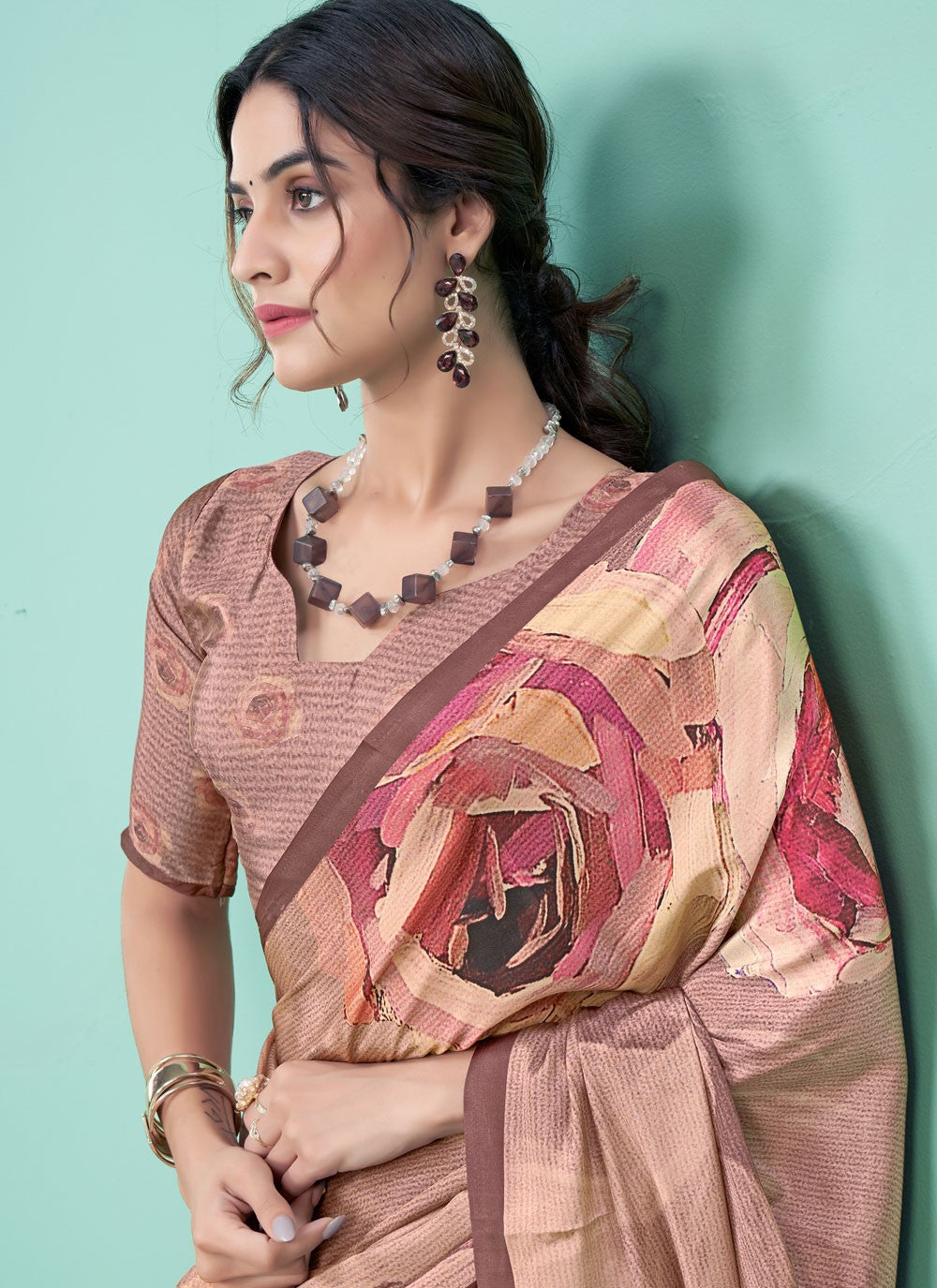 Classic Digital Print Pure Crepe Saree - S7781
