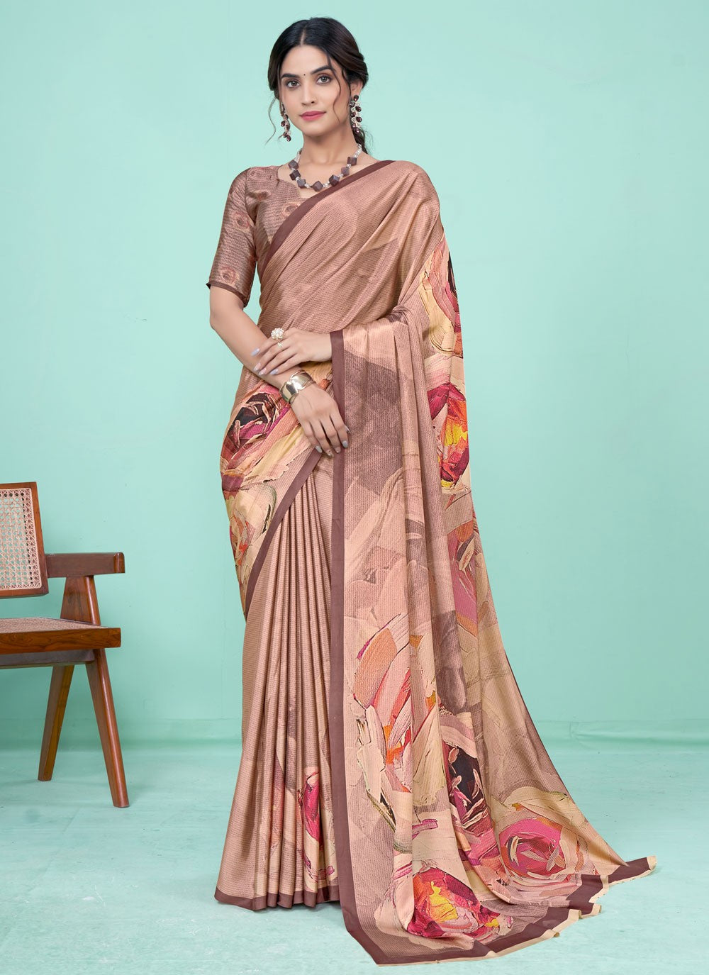 Classic Digital Print Pure Crepe Saree - S7781