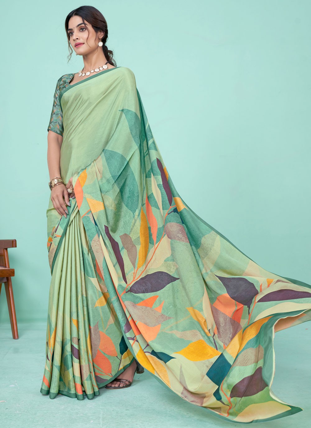 Classic Digital Print Pure Crepe Saree - S7781