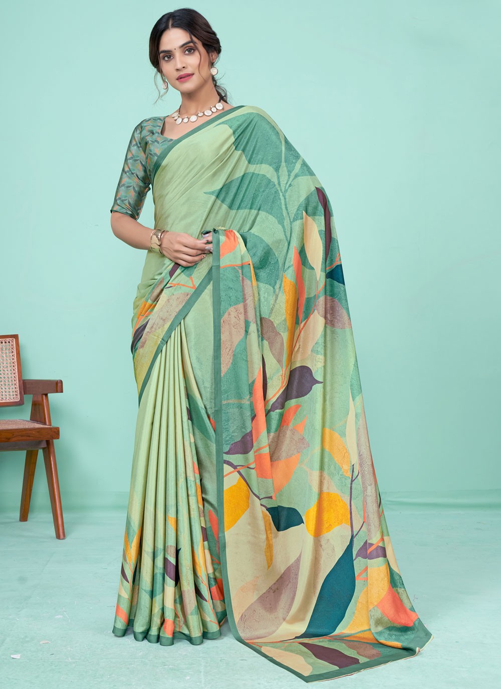 Classic Digital Print Pure Crepe Saree - S7781