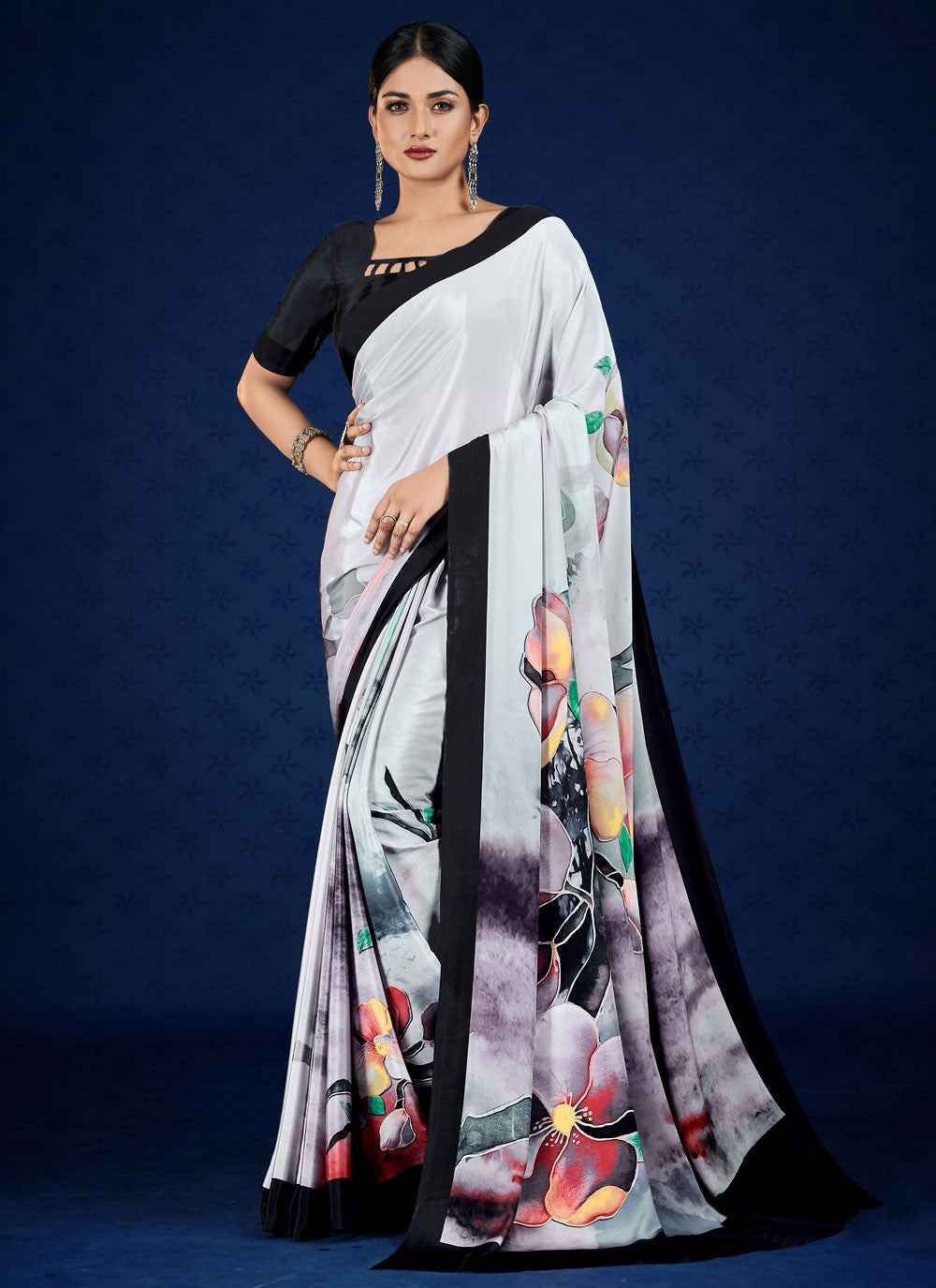 Classic Digital Print Pure Crepe Saree - S7315