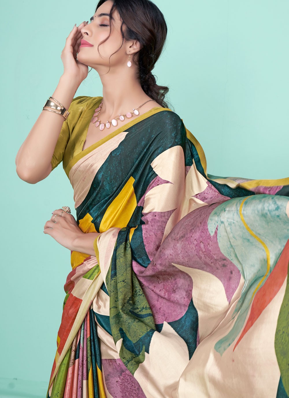 Classic Digital Print Pure Crepe Saree - S7781