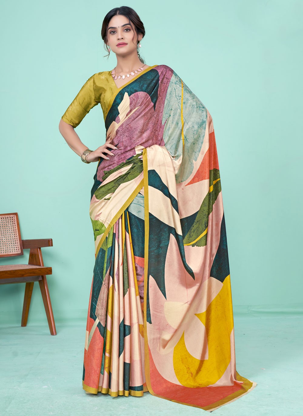 Classic Digital Print Pure Crepe Saree - S7781