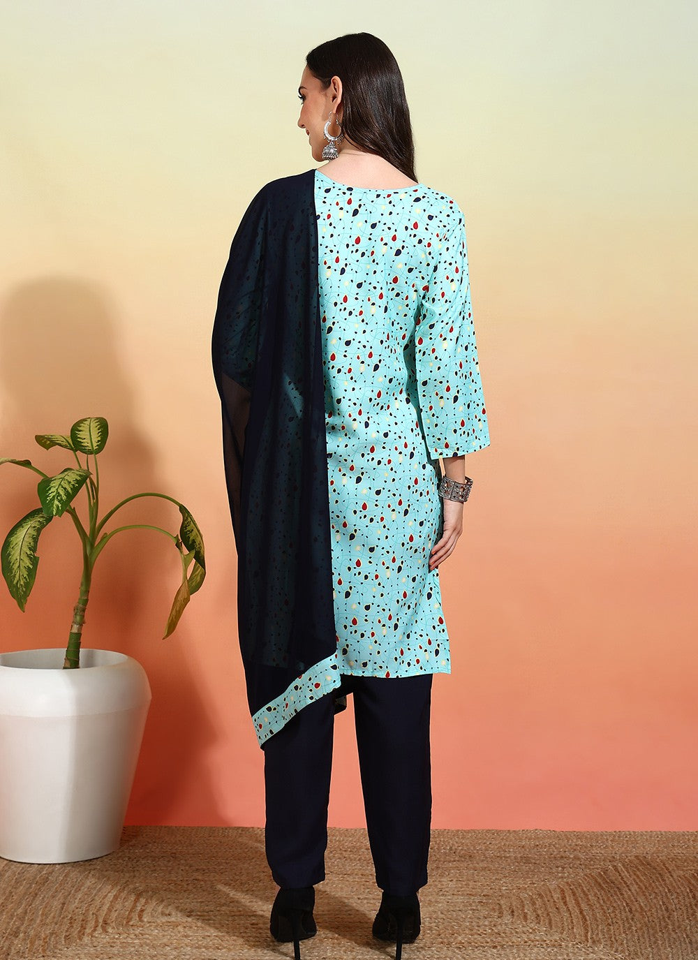 Archive Printed 316239 Aqua Blue T6670