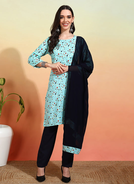 Archive Printed 316239 Aqua Blue T6670
