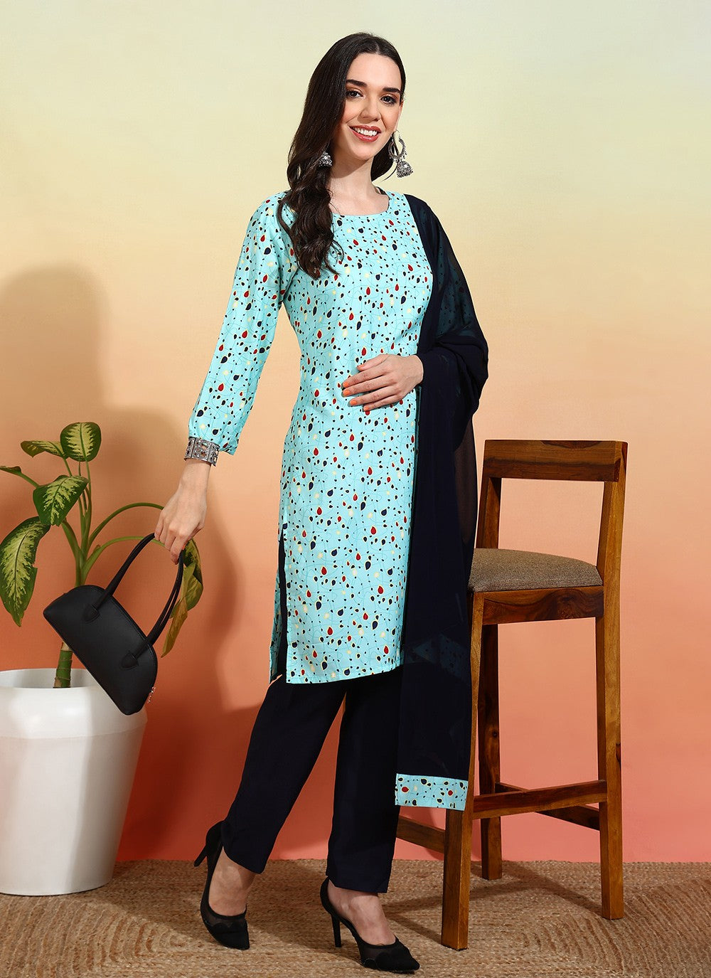 Archive Printed 316239 Aqua Blue T6670