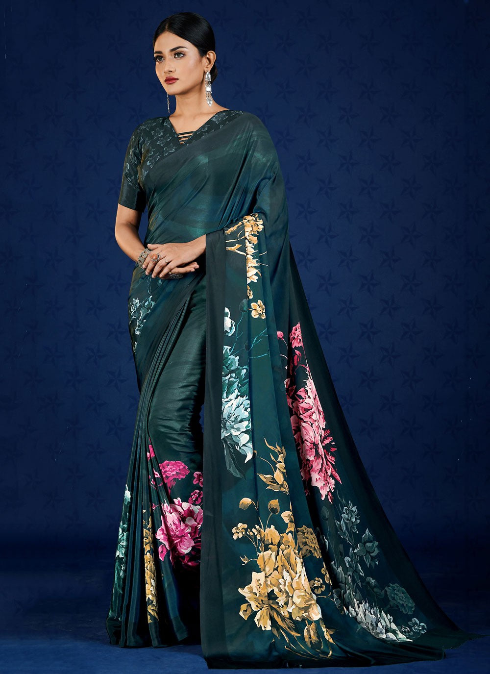 Classic Digital Print Pure Crepe Saree - S7315