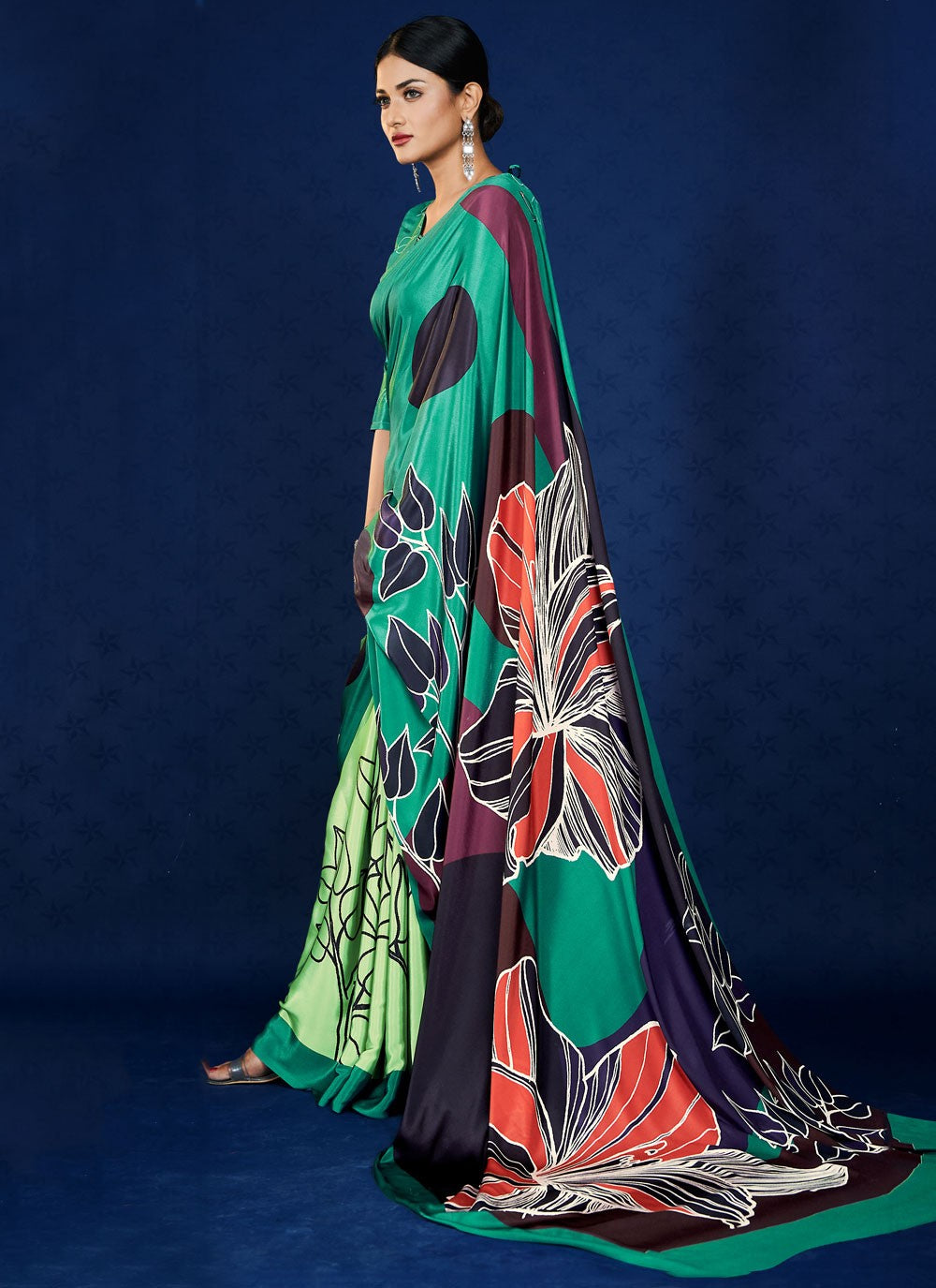 Classic Digital Print Pure Crepe Saree - S7315