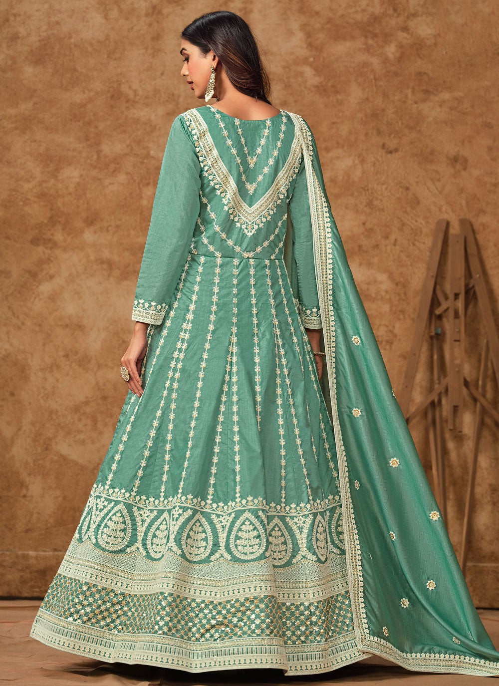 Embroidered Pure Dola Gown - G1917