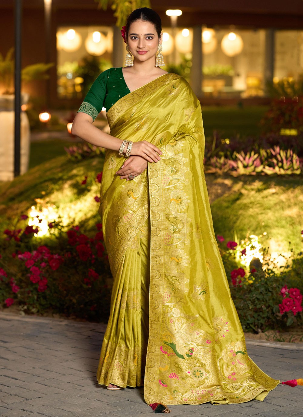 Meenakari Pure Dola Green Traditional Saree S14926