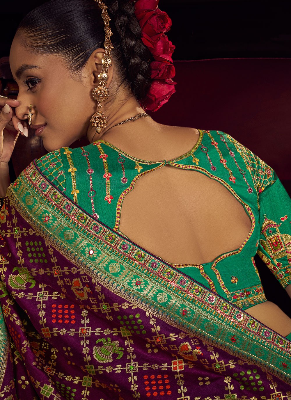 Purple Pure Dola Classic Saree Embroidered, Jacquard Work, Lace, Zari S17430
