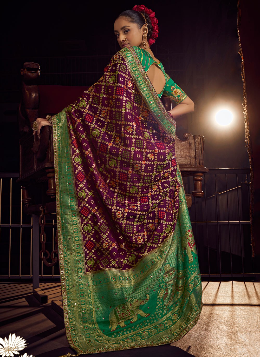 Purple Pure Dola Classic Saree Embroidered, Jacquard Work, Lace, Zari S17430