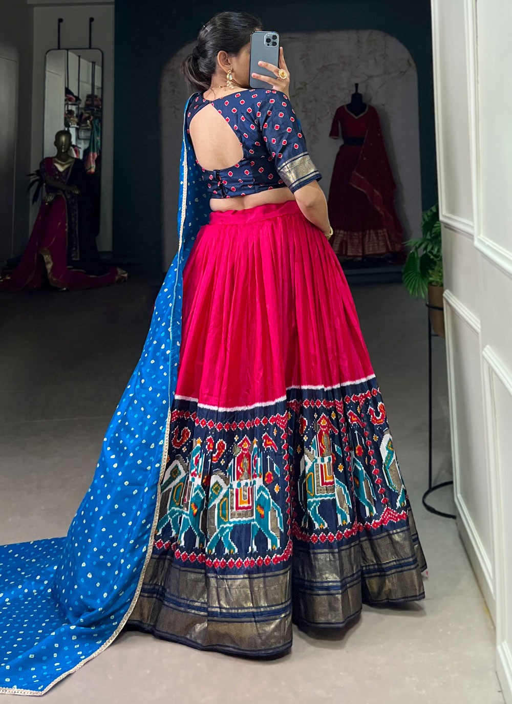 Foliage Prints Pure Dola A - Line Lehenga - L2950