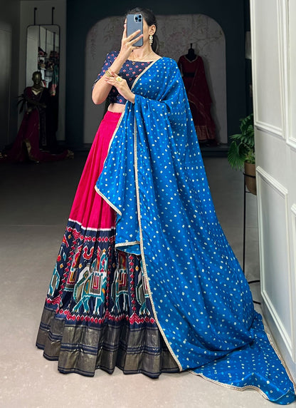 Foliage Prints Pure Dola A - Line Lehenga - L2950