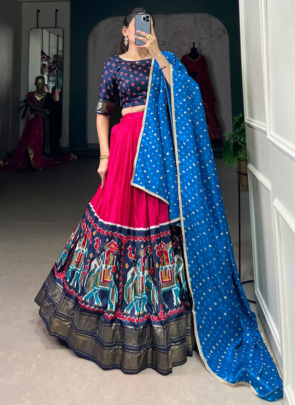 Foliage Prints Pure Dola A - Line Lehenga - L2950