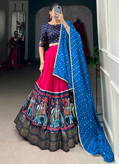 Foliage Prints Pure Dola A - Line Lehenga - L2950