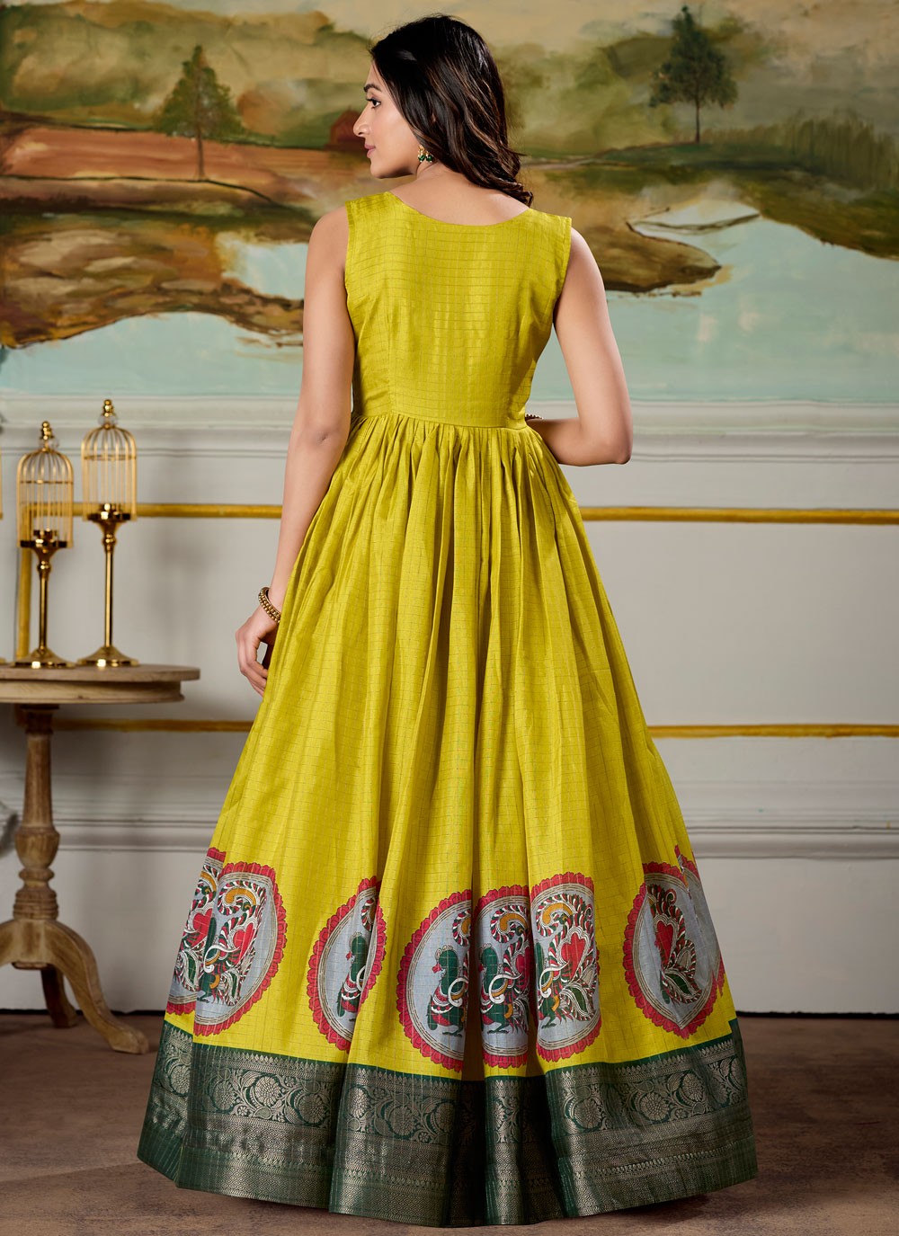 Fancy Work Pure Dola Green Gown G1952