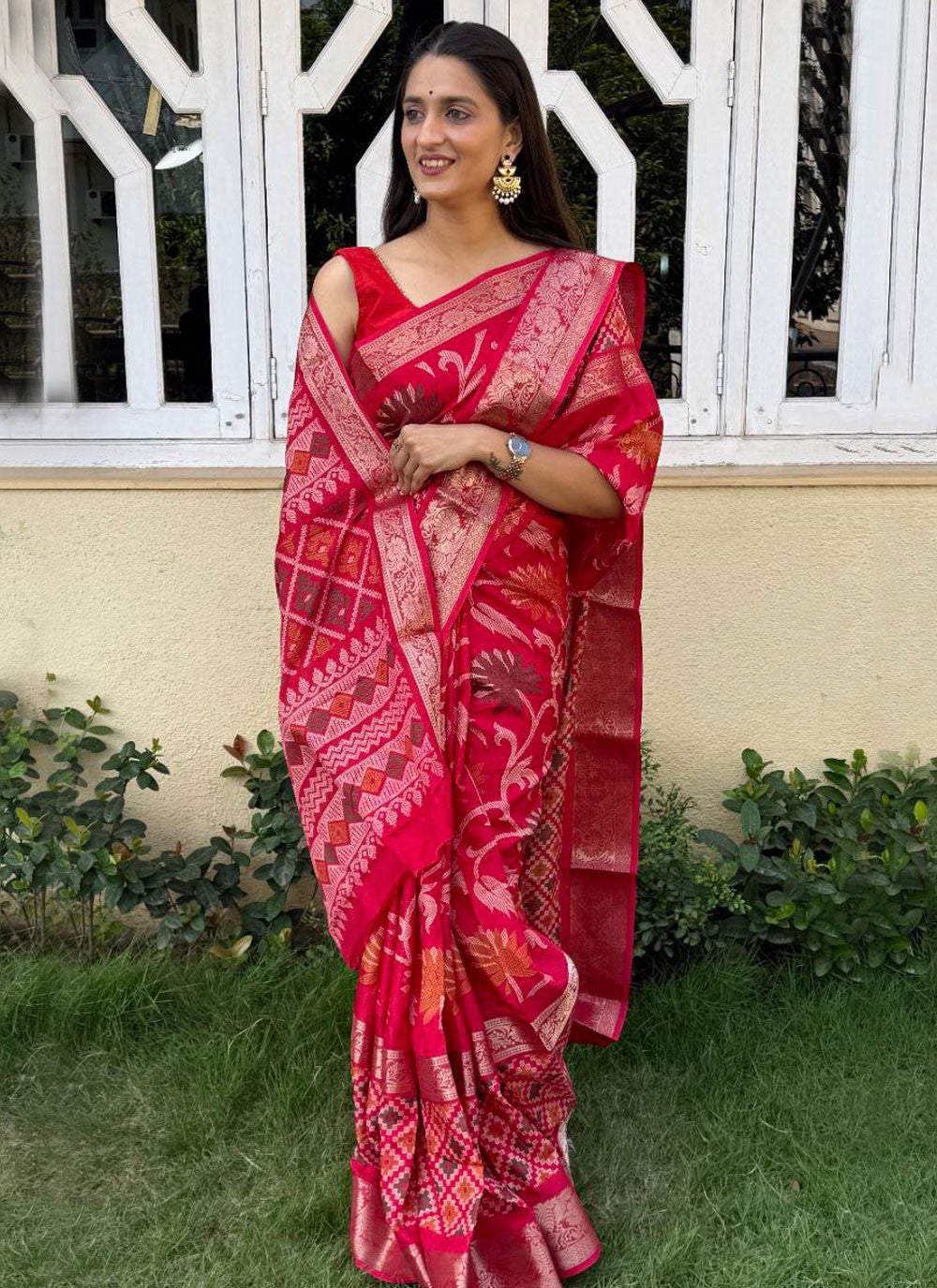 Printed, Weaving Zari Pure Dola Saree - S11976