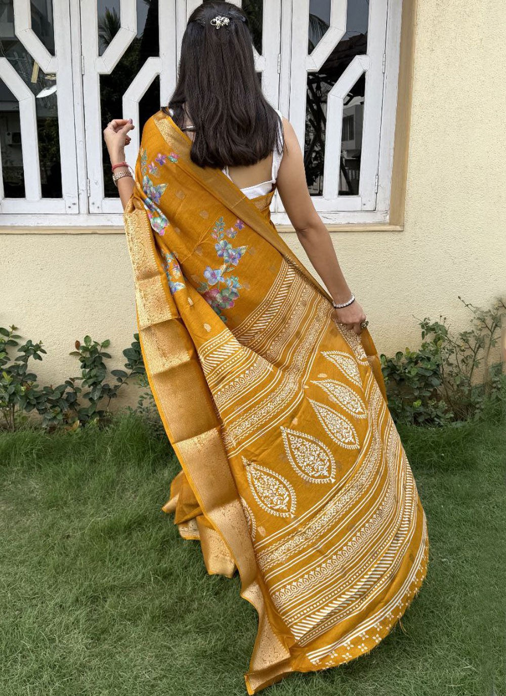 Printed, Weaving Zari Pure Dola Saree - S11836