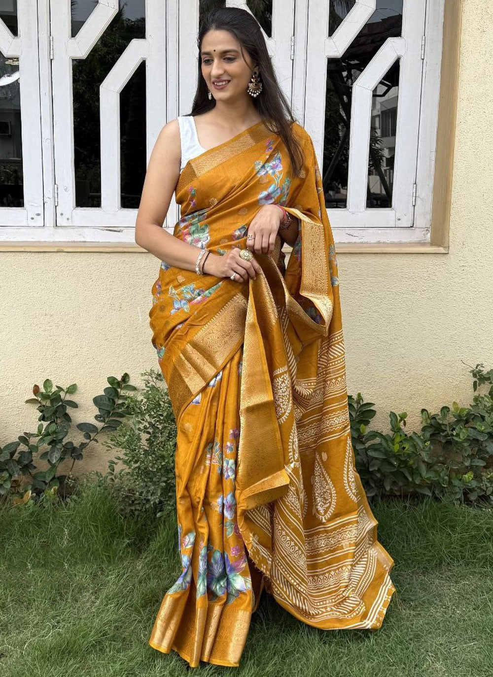 Printed, Weaving Zari Pure Dola Saree - S11836