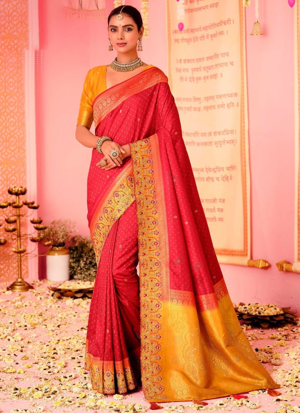 Designer Embroidered Hot Pink Pure Dola S12691