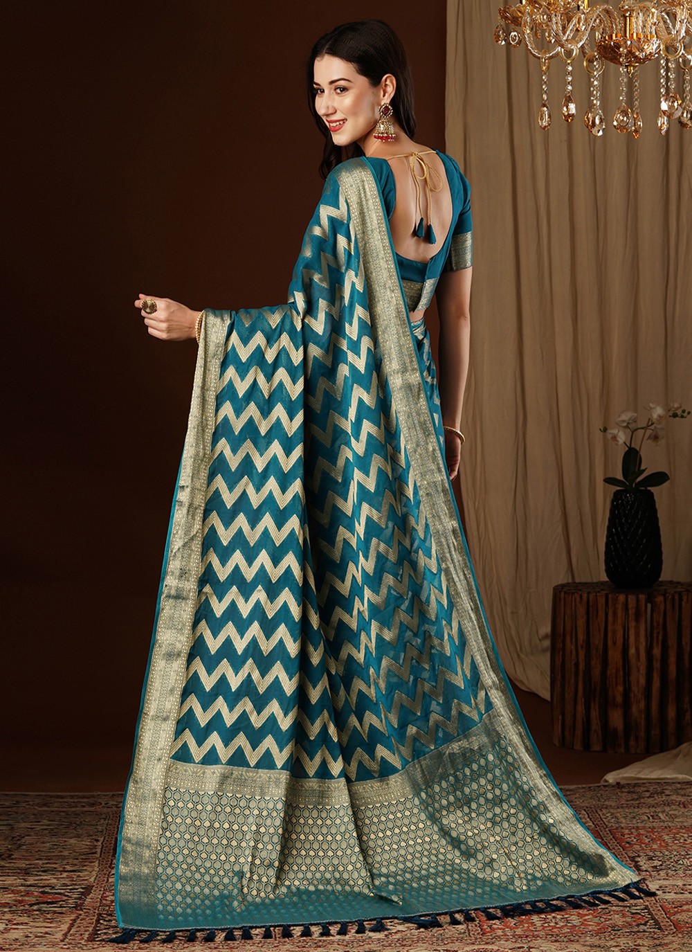 Classic Weaving Zari Pure Georgette Saree - S7628