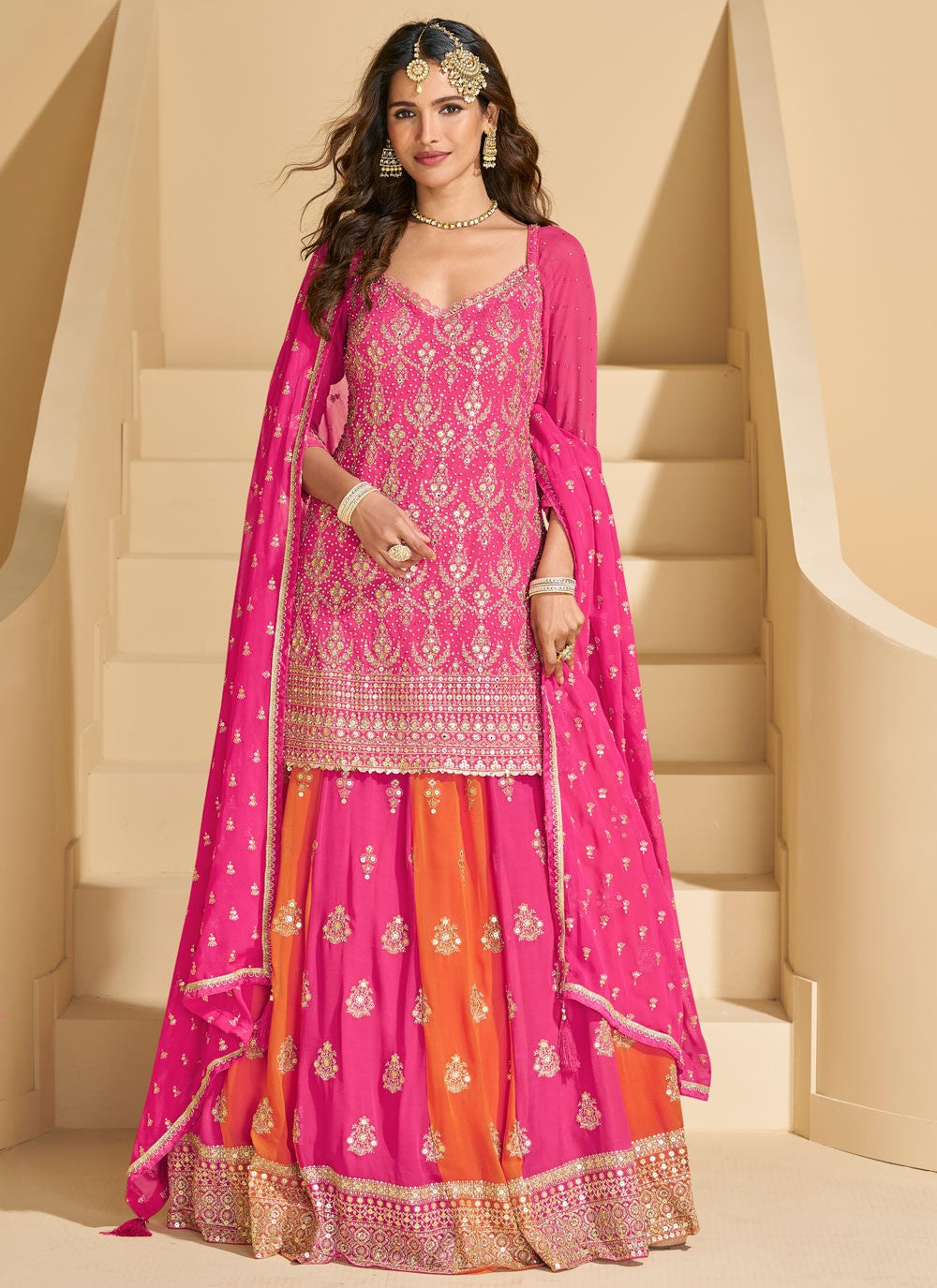 Pure Georgette Festival, Mehandi & Sangeet, Reception Readymade Lehenga Choli L3551