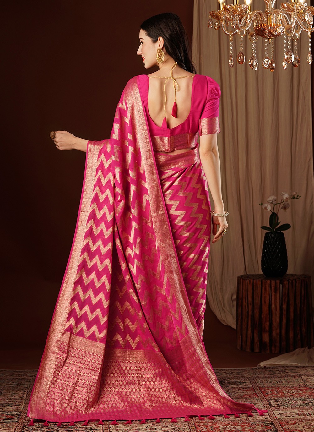 Classic Weaving Zari Pure Georgette Saree - S7628