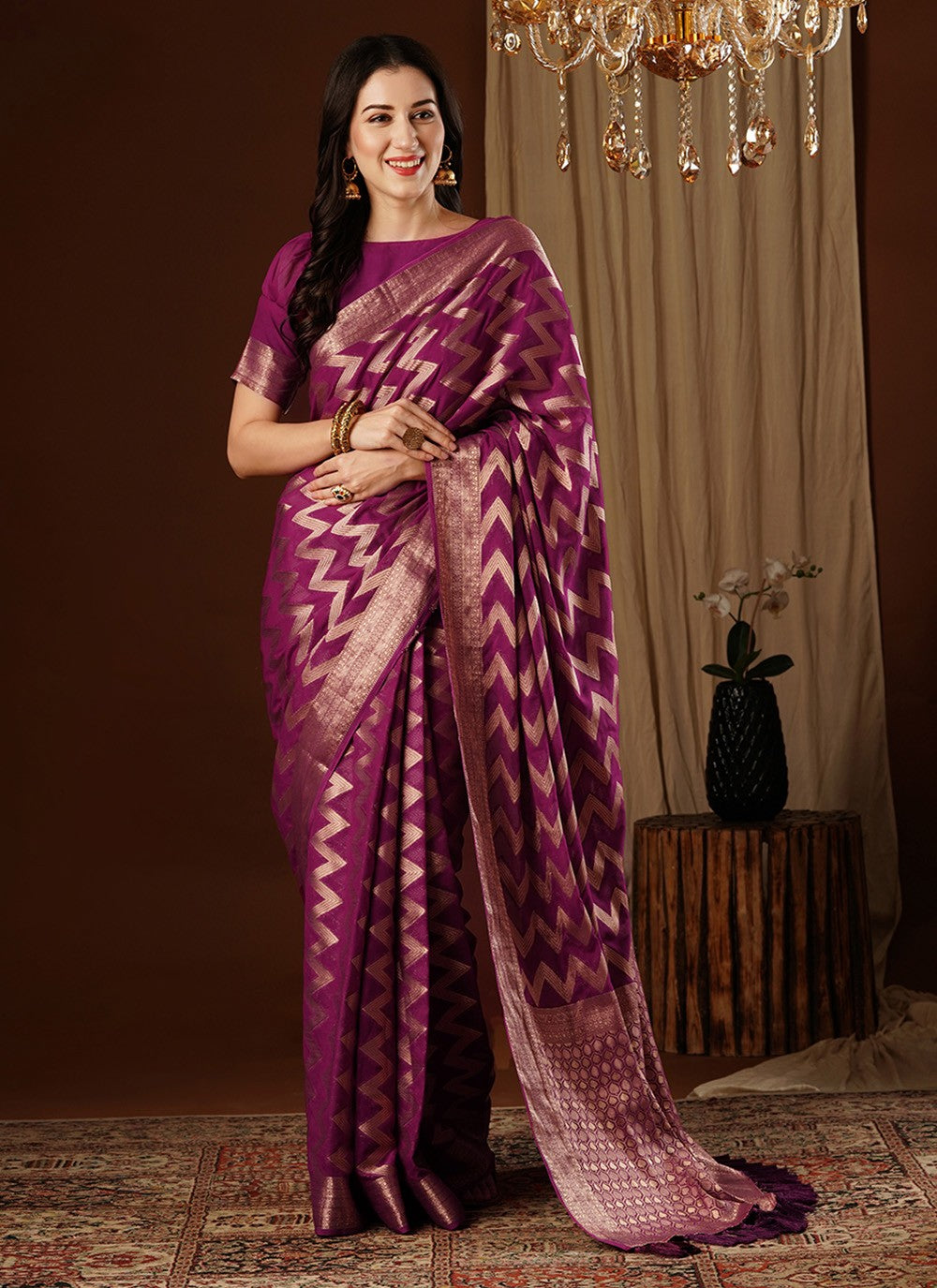 Classic Weaving Zari Pure Georgette Saree - S7628