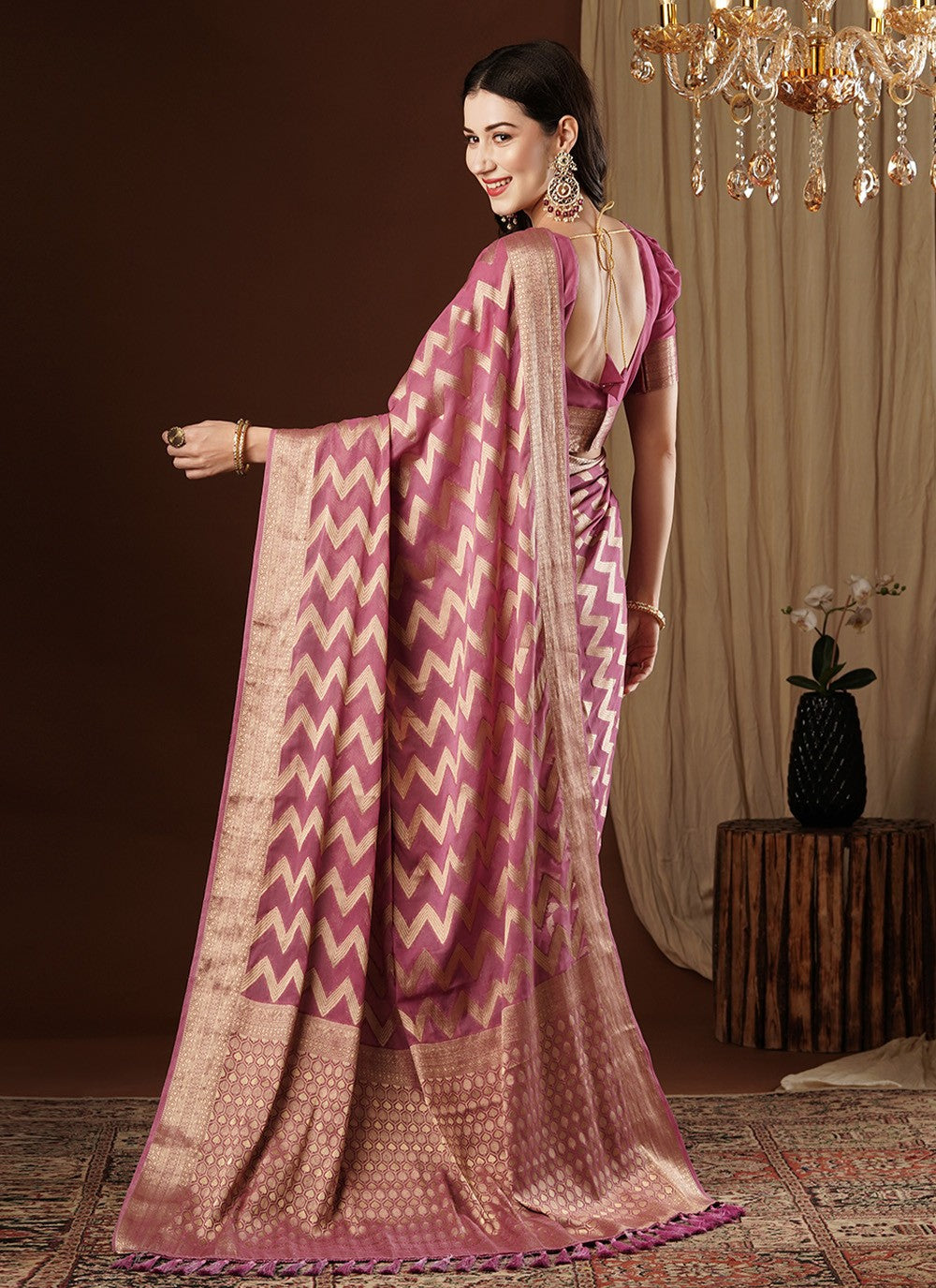 Classic Weaving Zari Pure Georgette Saree - S7628
