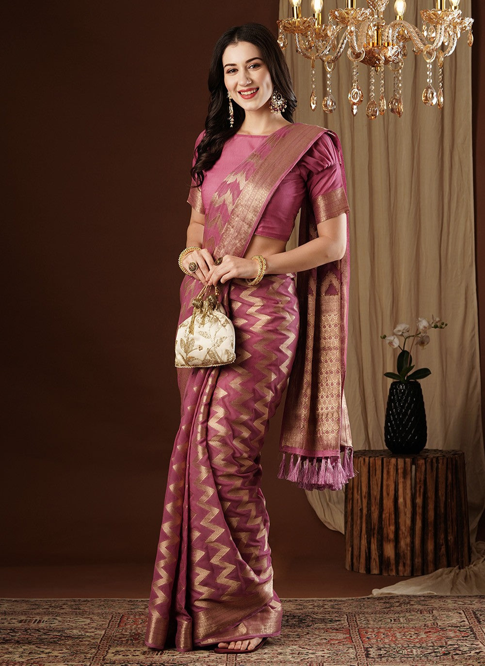 Classic Weaving Zari Pure Georgette Saree - S7628