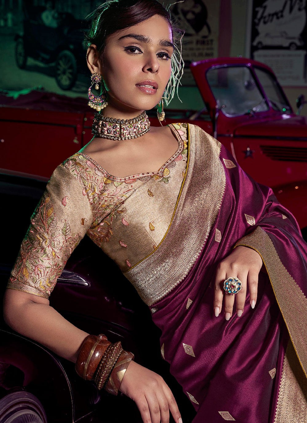 Purple Pure Silk Classic Saree Weaving Zari S19048