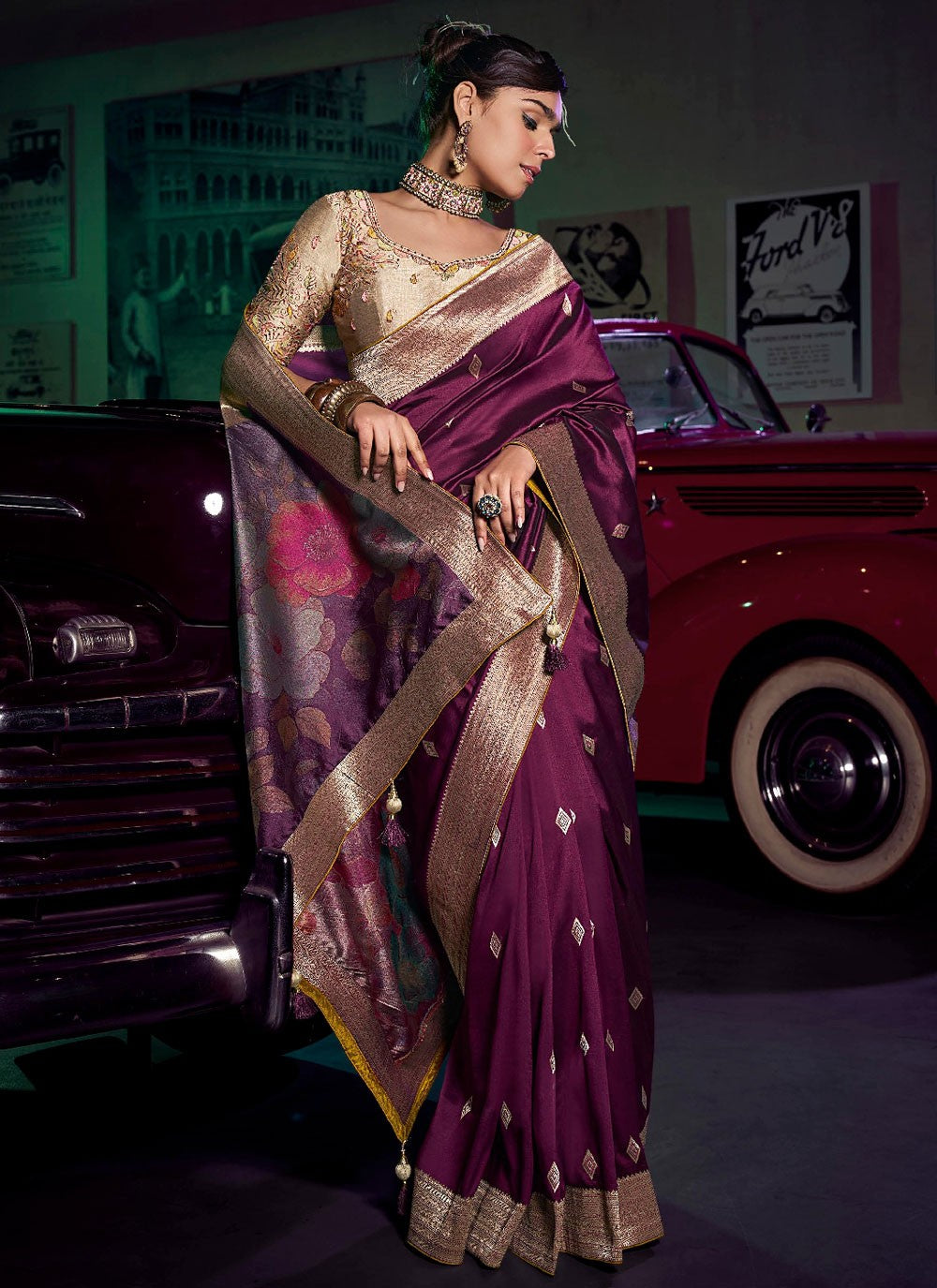Purple Pure Silk Classic Saree Weaving Zari S19048