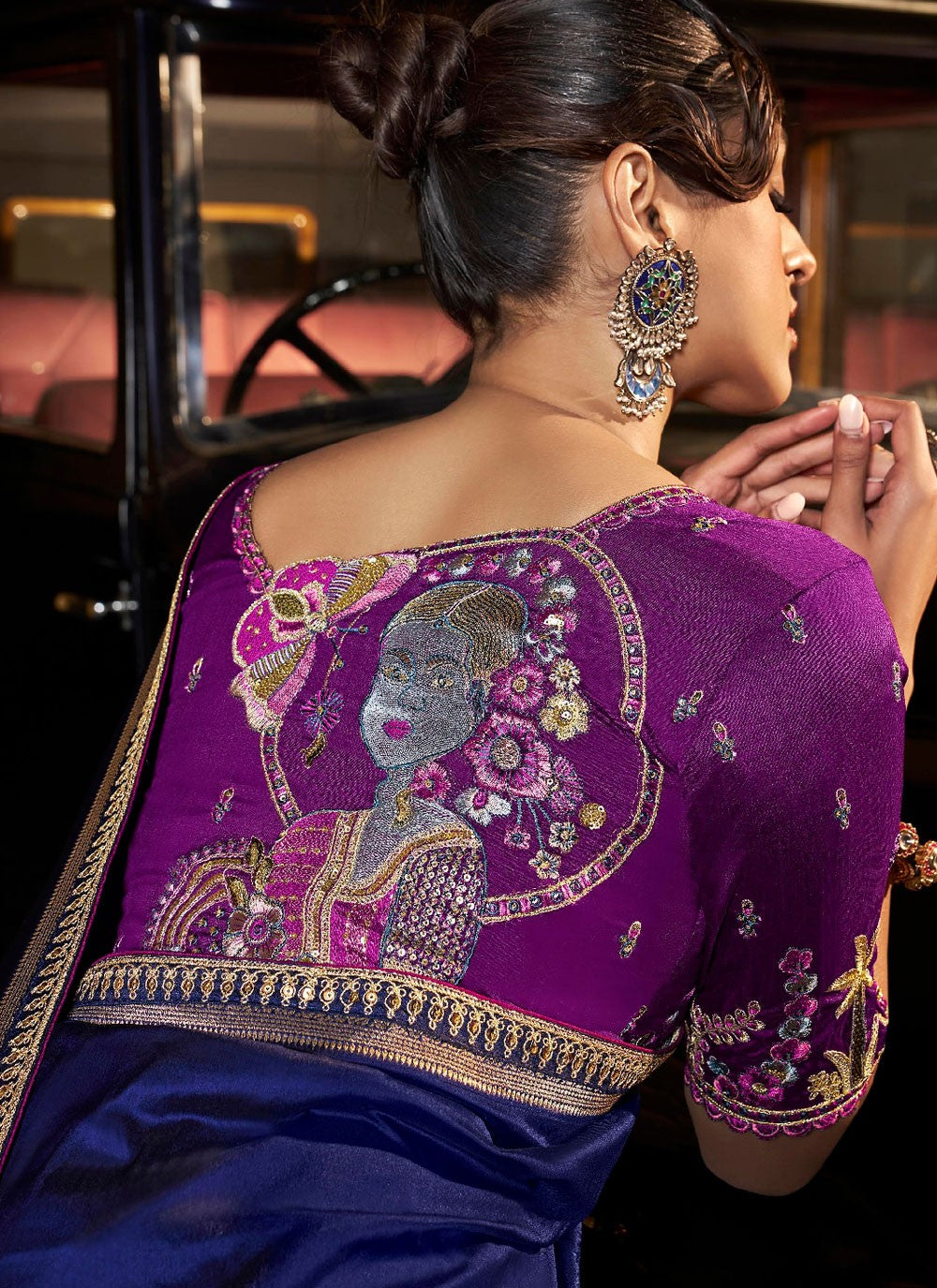 Blue Pure Silk Trendy Saree Border Work, Embroidered, Weaving Zari, Zari S17513