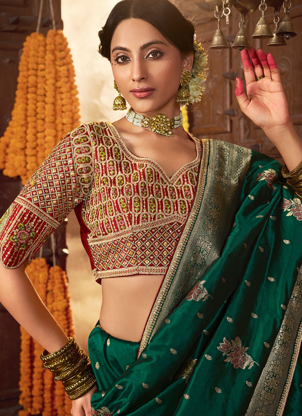 Green Pure Silk Traditional Saree Weaving Zari S19868