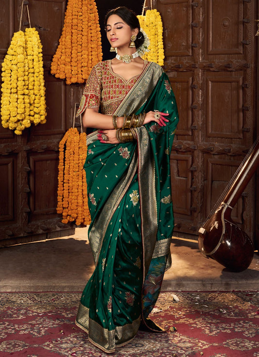 Green Pure Silk Traditional Saree Weaving Zari S19868