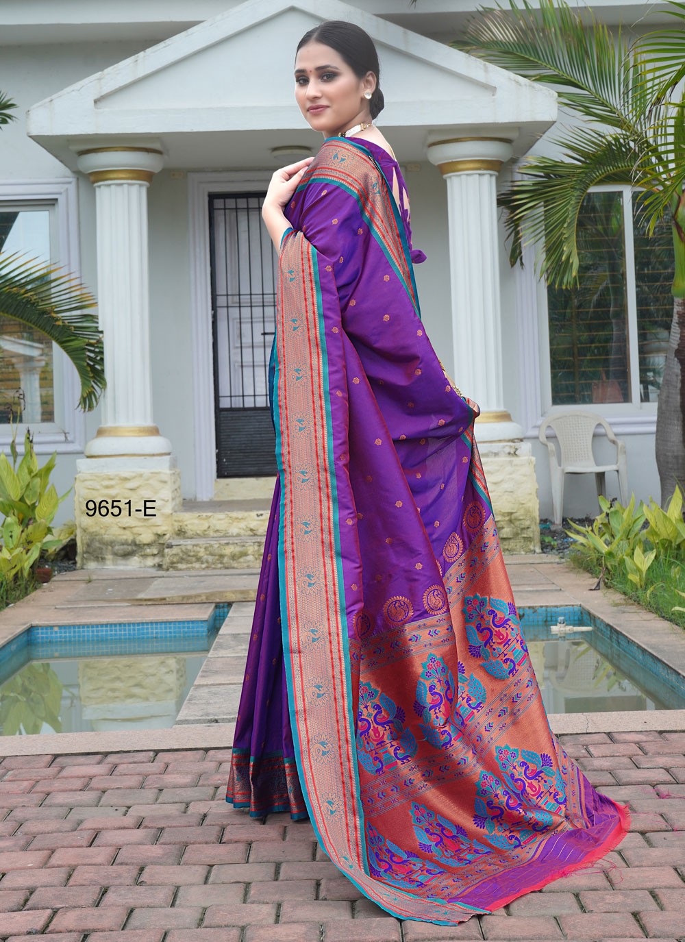 Trendy Saree Border Work Purple, Violet Silk Saree S12427
