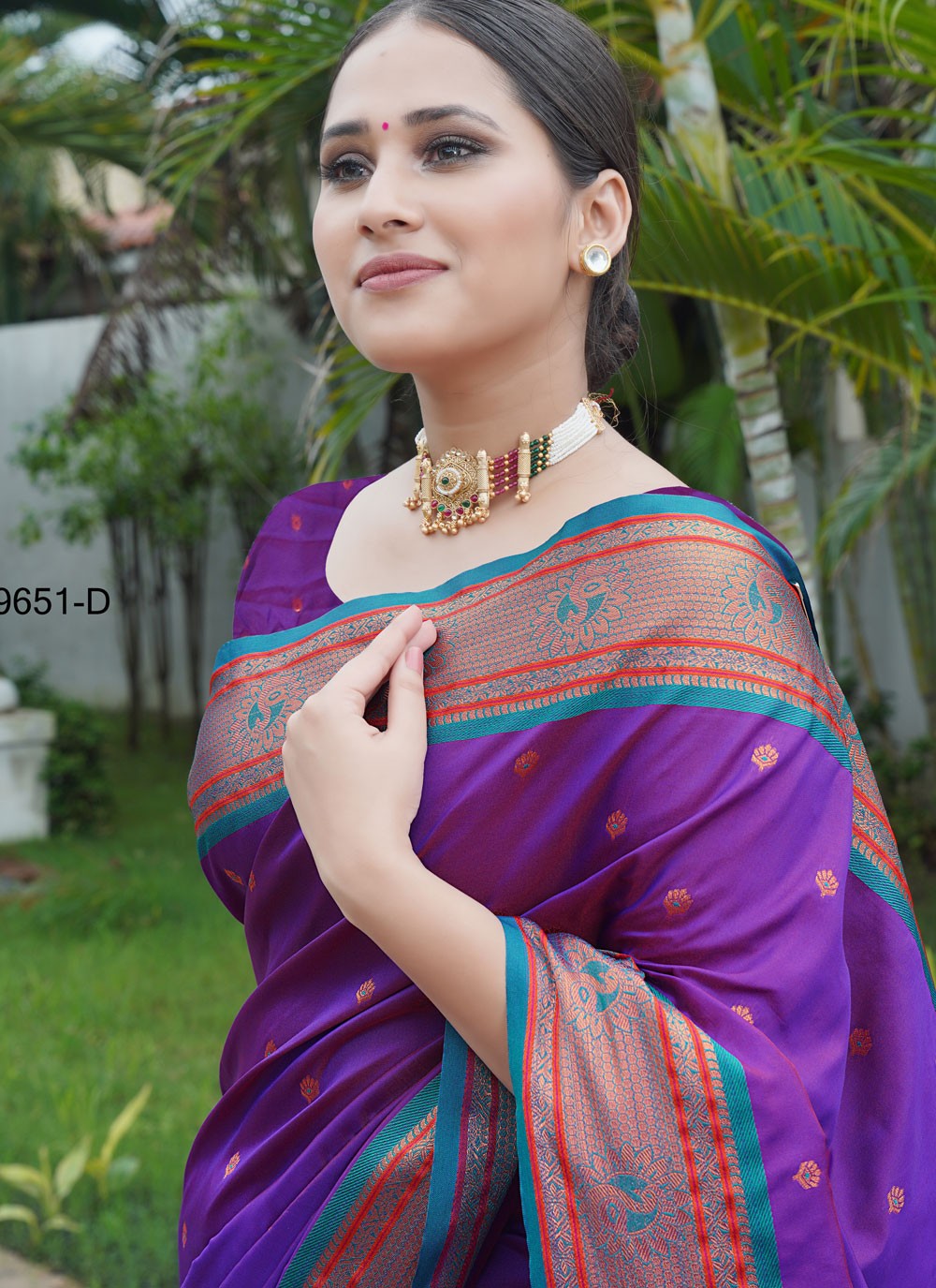 Trendy Saree Border Work Purple, Violet Silk Saree S12427
