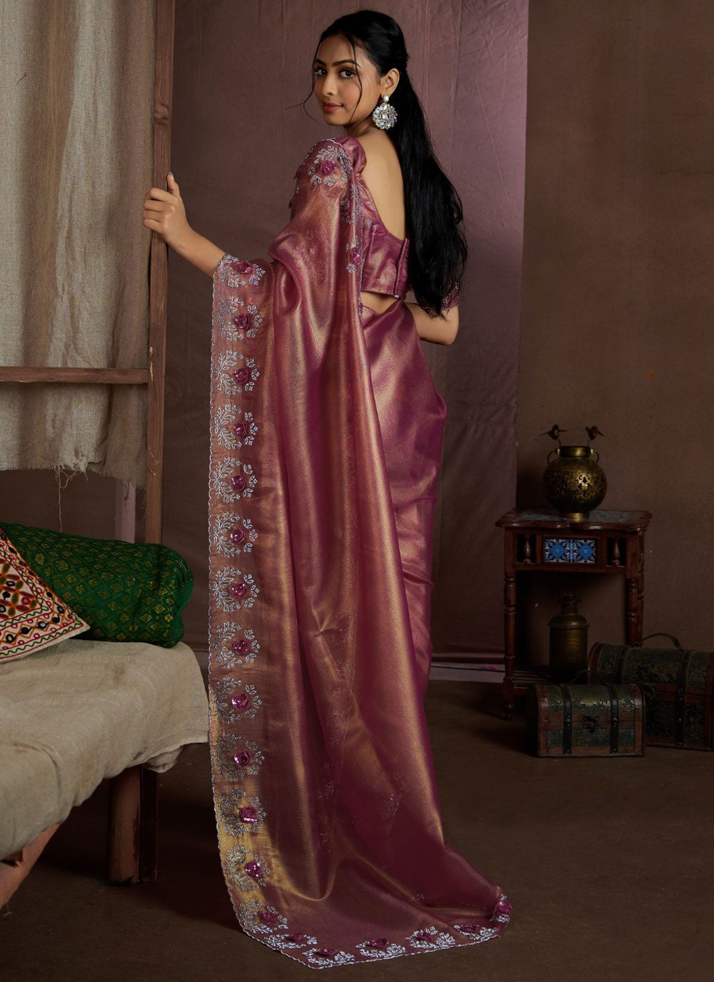 Cutdana, Sequins, Swarovski Fancy Fabric Saree - S11581