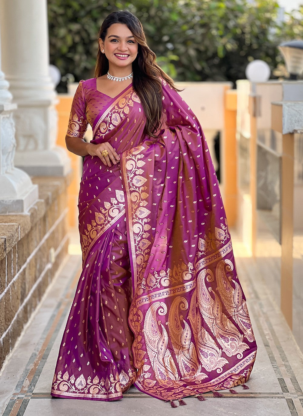 Purple Banarasi Silk Classic Saree Woven S17147