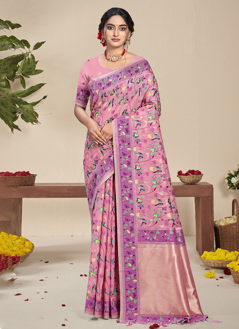 Classic Printed Silk Saree - S9046