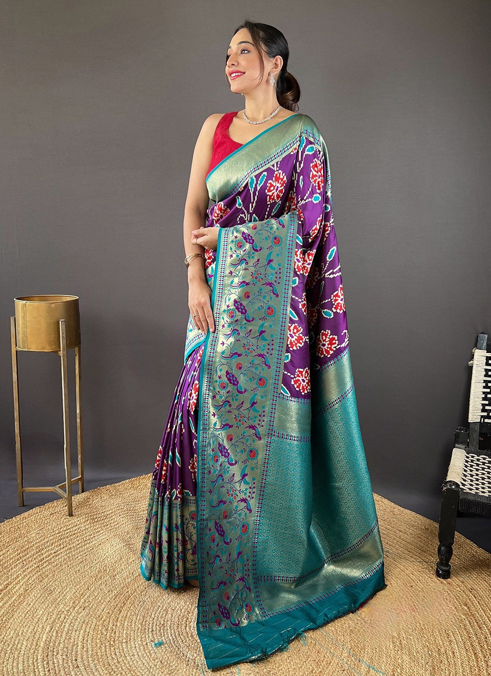 Classic Saree Printed Purple Silk Saree S13706