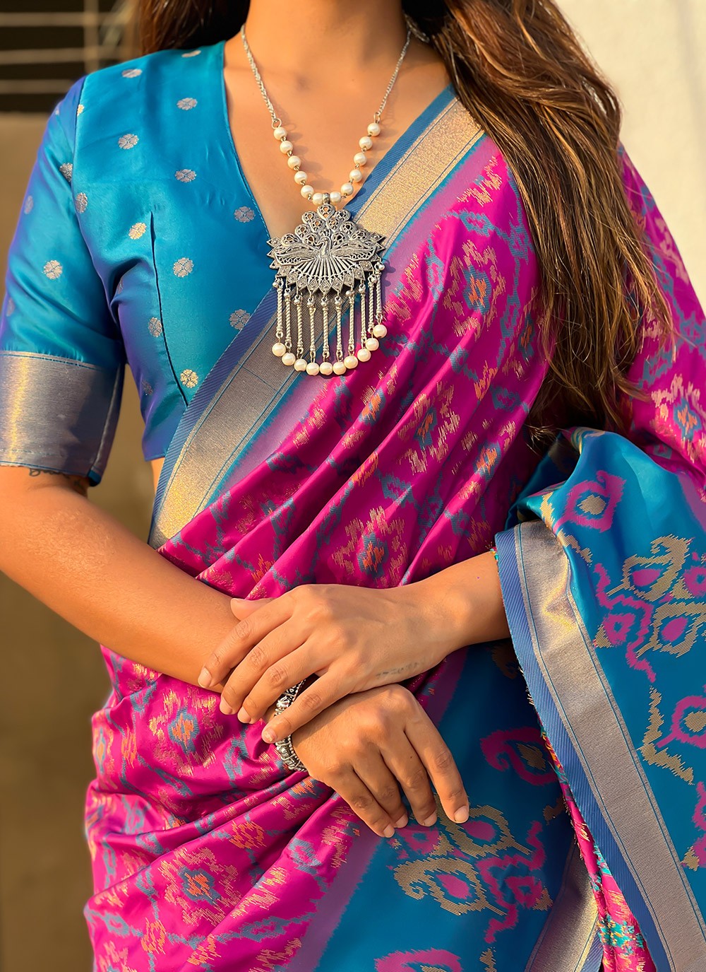 Contemporary Meenakari Purple Patola Silk Saree S13550