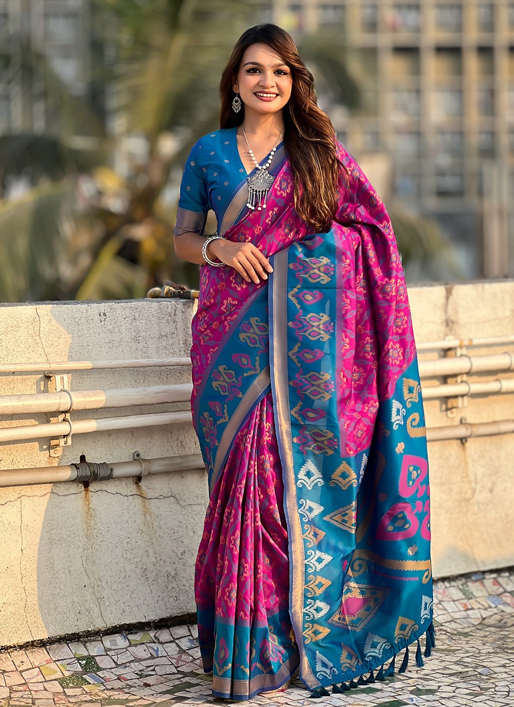 Contemporary Meenakari Purple Patola Silk Saree S13550