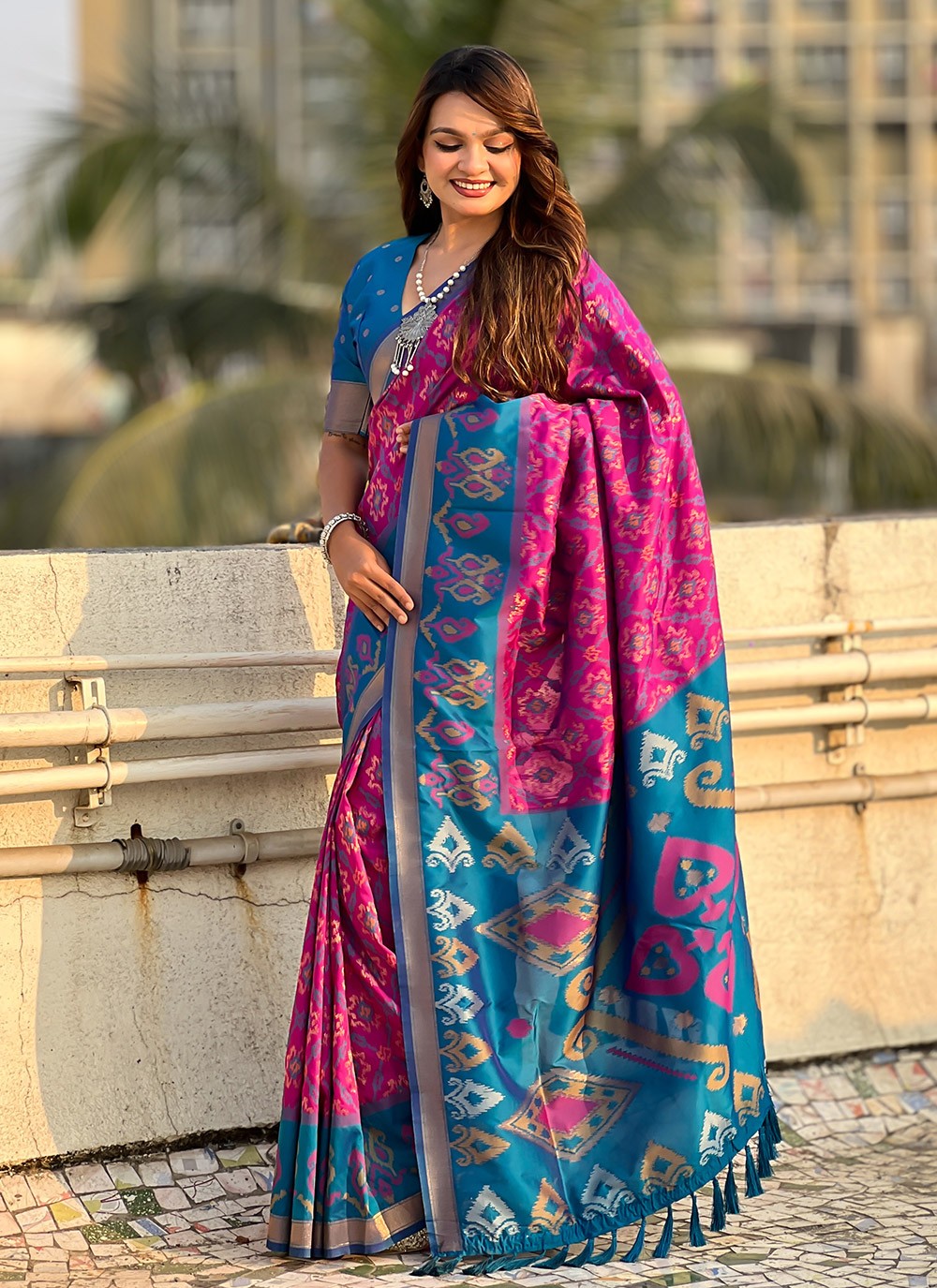 Contemporary Meenakari Purple Patola Silk Saree S13550