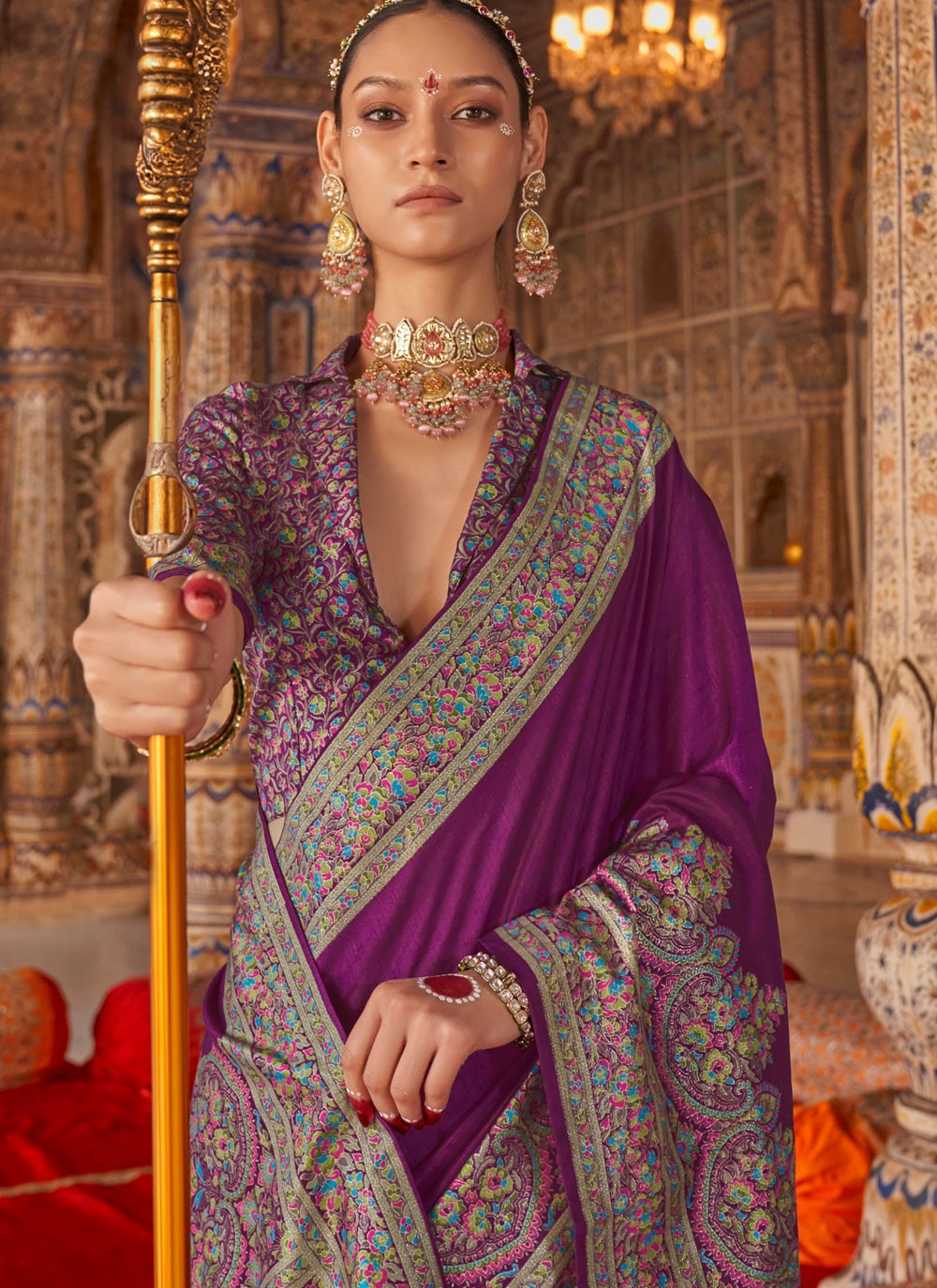 Purple Silk Contemporary Saree Printed S20304