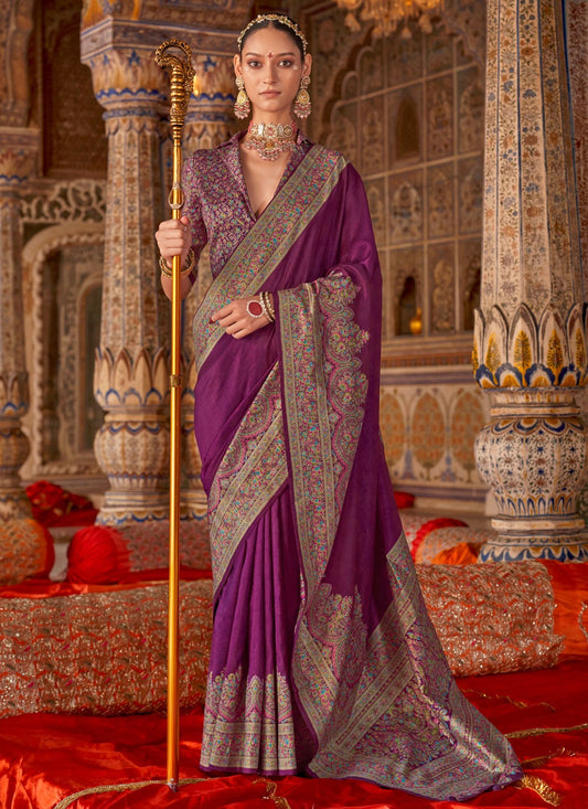 Purple Silk Contemporary Saree Printed S20304